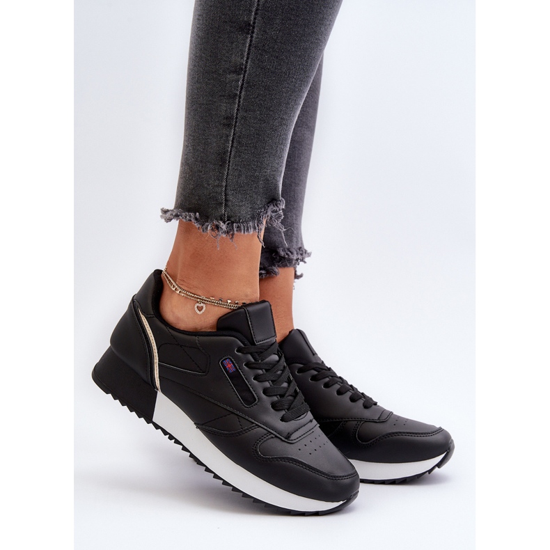 Chaussures de sport en cuir à plateforme à lacets Merida noires 2