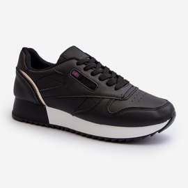 Chaussures de sport en cuir à plateforme à lacets Merida noires 1