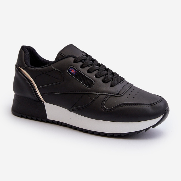 Chaussures de sport en cuir à plateforme à lacets Merida noires 1