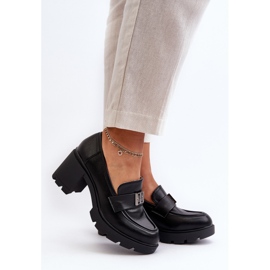 Chaussures pour femmes à talons massifs et décoration, noires Ranunca le noir 2