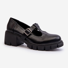 Jezzi Chaussures en cuir écologique pour femmes sur plateforme et bloc, noir Emelna le noir 2