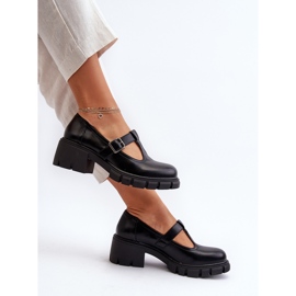 Jezzi Chaussures en cuir écologique pour femmes sur plateforme et bloc, noir Emelna le noir 1