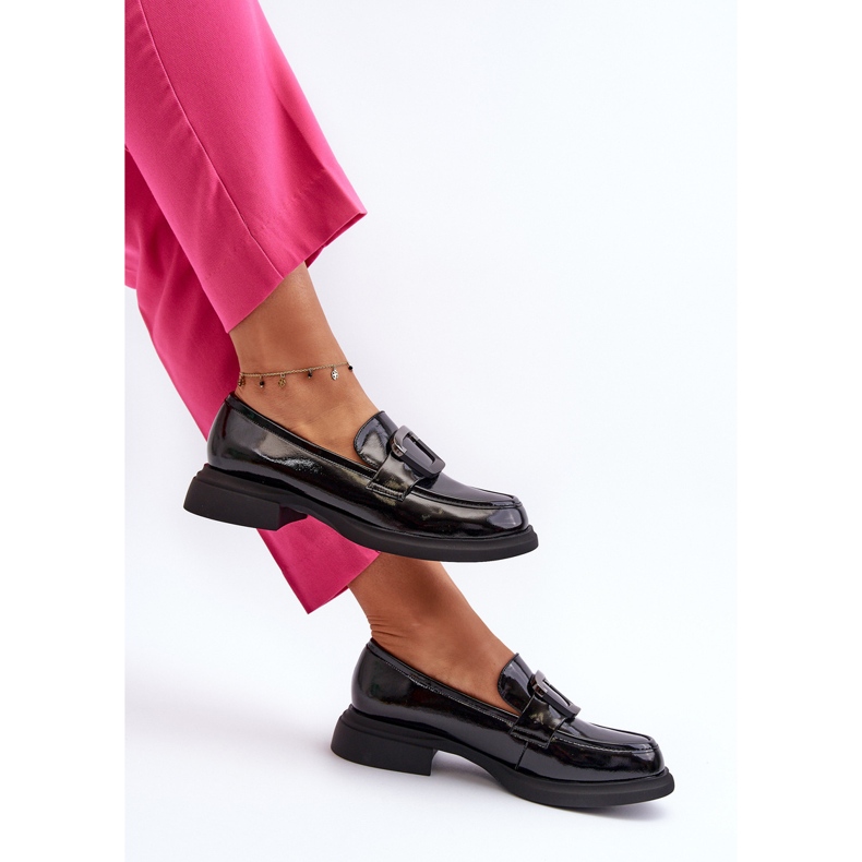 Vinceza Mocassins Femme En Cuir Verni Noir Fidodia 1