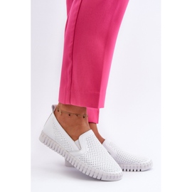 Vinceza Chaussures Slip-On Femme En Cuir Ajouré, Blanc Theophia 2