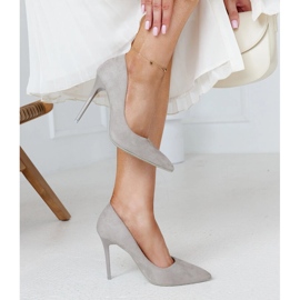 Escarpins hauts gris avec empiècement en cuir Amedie 2