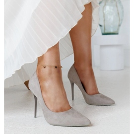 Escarpins hauts gris avec empiècement en cuir Amedie 1