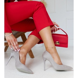 Escarpins hauts gris avec empiècement en cuir Amedie 1 Escarpins hauts gris avec empiècement en cuir Amedie 1