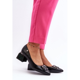 Vinceza Escarpins à talon bloc avec décoration, Cuir Eco, Noir Sarala 2