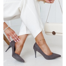 Talons hauts gris avec empiècement en cuir Paume 1 Talons hauts gris avec empiècement en cuir Paume 1