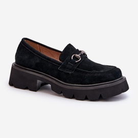 Vinceza Mocassins Chunky En Daim Pour Femme Noir Neloria le noir 2
