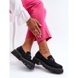 Vinceza Mocassins Chunky En Daim Pour Femme Noir Neloria le noir 1
