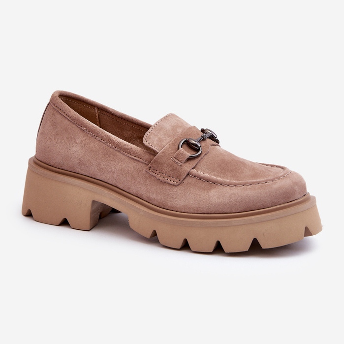 Vinceza Mocassins en daim beiges pour femmes Chunky Neloria 2