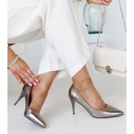 Talons hauts gris métallisé avec empiècement en cuir Paume 1