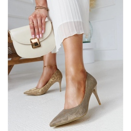 Talons hauts dorés brillants avec semelle intérieure en cuir d'or 2