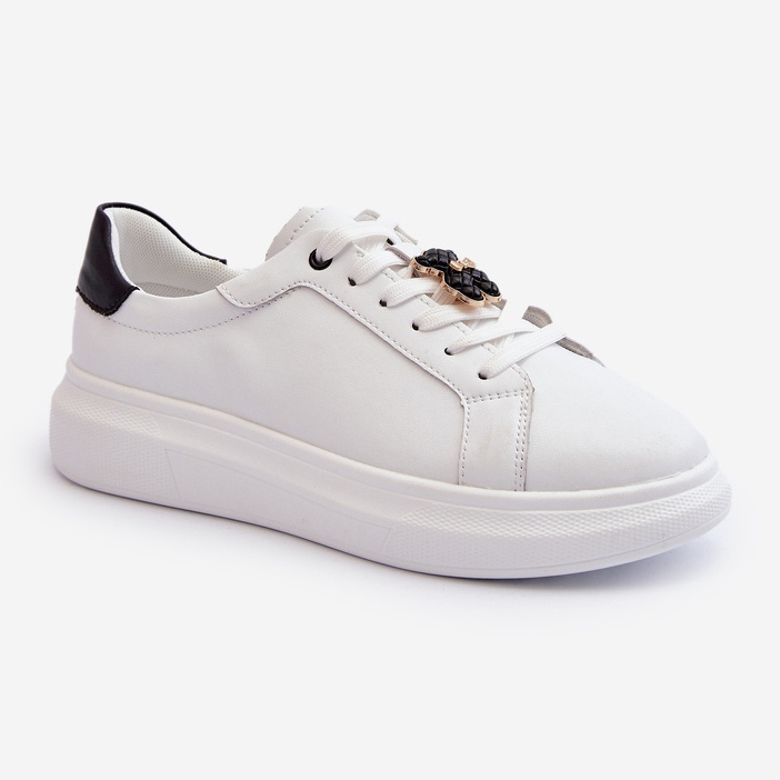 Vinceza Baskets en cuir avec ours en peluche pour femme, blanc Mirven blanche 2