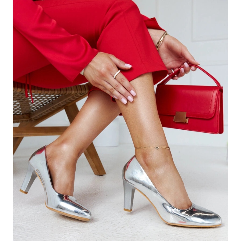 Escarpins à talons argentés avec semelle intérieure en cuir Vélizy 2