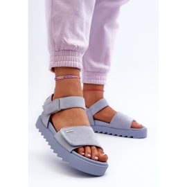 Sandales en daim pour femmes sur la plateforme Big Star NN274706 Bleu 3
