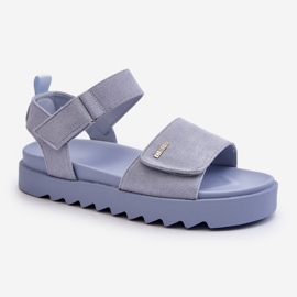 Sandales en daim pour femmes sur la plateforme Big Star NN274706 Bleu 1