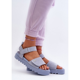 Sandales en daim pour femmes sur la plateforme Big Star NN274706 Bleu 2