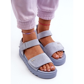 Sandales en daim pour femmes sur la plateforme Big Star NN274706 Bleu 5