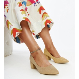 Escarpins à talons hauts brillants dorés Laity 1