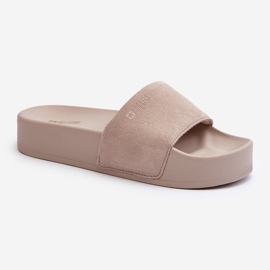 Claquettes en daim pour femmes sur la plateforme Big Star NN274A671 Beige 1