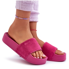 Claquettes en daim pour femmes sur la plateforme Big Star NN274A672 Fuchsia rose 10