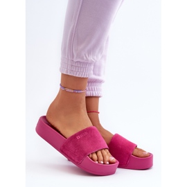 Claquettes en daim pour femmes sur la plateforme Big Star NN274A672 Fuchsia rose 3