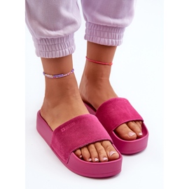 Claquettes en daim pour femmes sur la plateforme Big Star NN274A672 Fuchsia rose 7