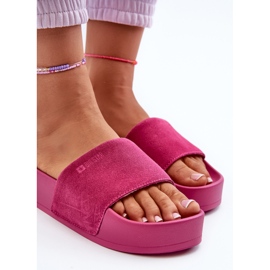Claquettes en daim pour femmes sur la plateforme Big Star NN274A672 Fuchsia rose 1