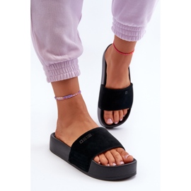 Tongs à plateforme en daim pour femmes Big Star NN274A670 noir le noir 4