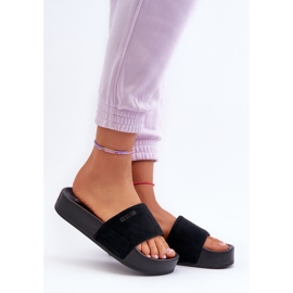Tongs à plateforme en daim pour femmes Big Star NN274A670 noir le noir 2