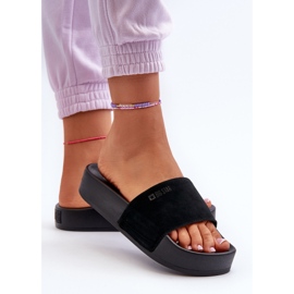 Tongs à plateforme en daim pour femmes Big Star NN274A670 noir le noir 5