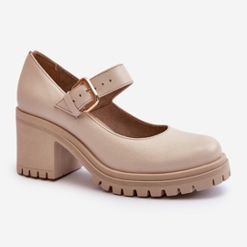 Escarpins Zazoo 20166 en cuir beige 1 Escarpins Zazoo 20166 en cuir beige 1