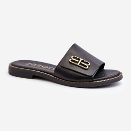 Zazoo 40384 Tongs élégantes en cuir pour femme, noir 1
