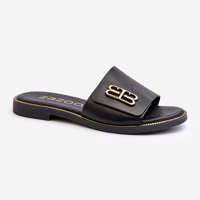 Zazoo 40384 Tongs élégantes en cuir pour femme, noir 1
