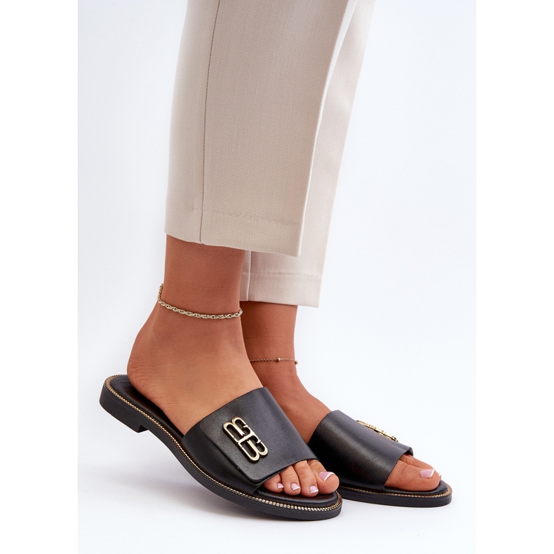 Zazoo 40384 Tongs élégantes en cuir pour femme, noir le noir 2