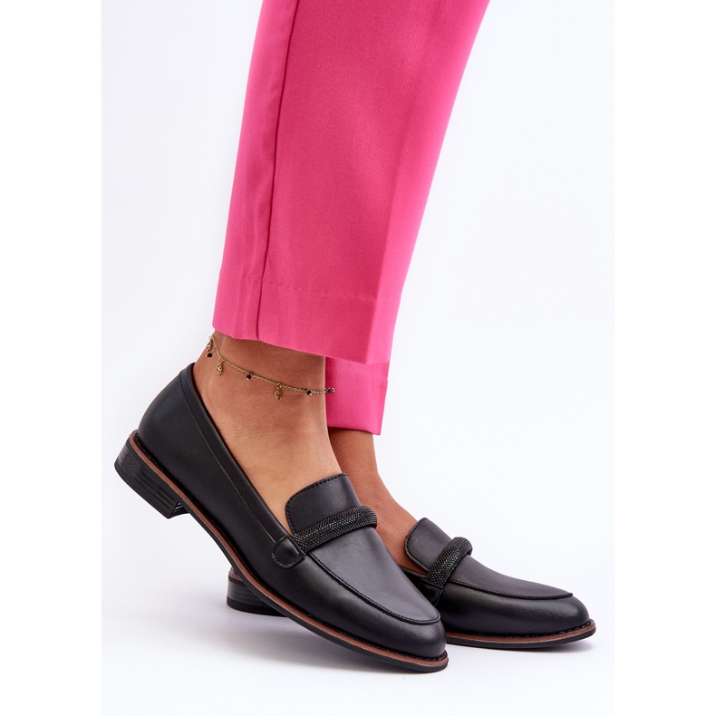 Sergio Leone Mocassins Femme En Cuir Avec Bride Décorative, Noir Saosin le noir 2 Sergio Leone Mocassins Femme En Cuir Avec Bride Décorative, Noir Saosin le noir 2