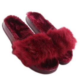 Chaussons Fourrure dd68 Bordeaux rouge 2