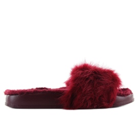 Chaussons Fourrure dd68 Bordeaux rouge 1