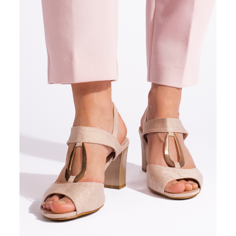 Goodin Sandales dorées à talons pour femme d'or 1