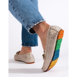 Goodin Mocassins femme dorés ajourés avec cristaux d'or 2 Goodin Mocassins femme dorés ajourés avec cristaux d'or 2