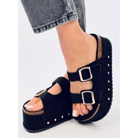 Galzai Tongs plateforme en liège noir 2