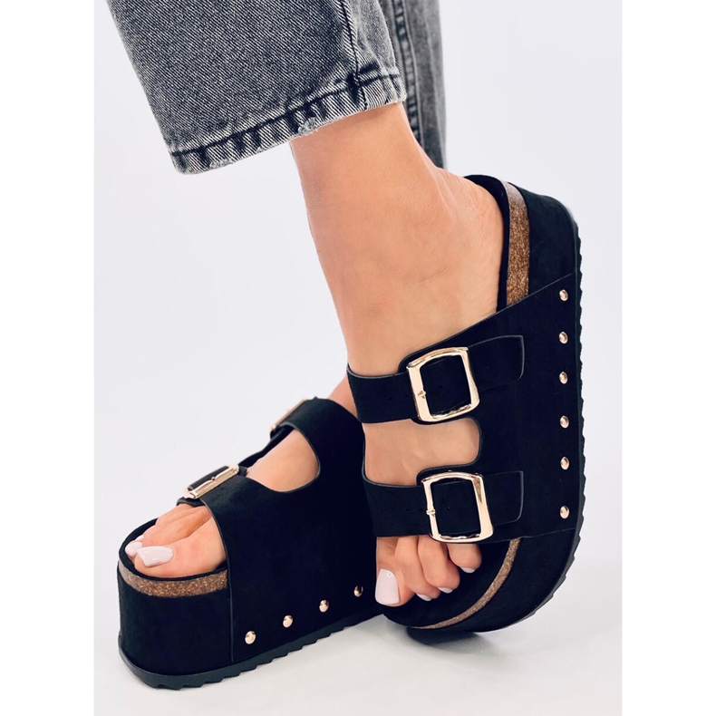 Galzai Tongs plateforme en liège noir 2