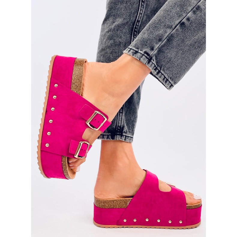 Galzai Chaussons plateforme en liège Fuchsia rose 2