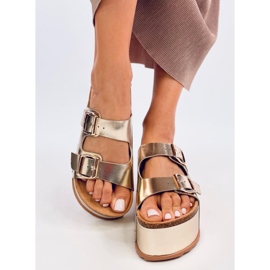 Tongs en liège à plateforme Galzai Gold doré 1