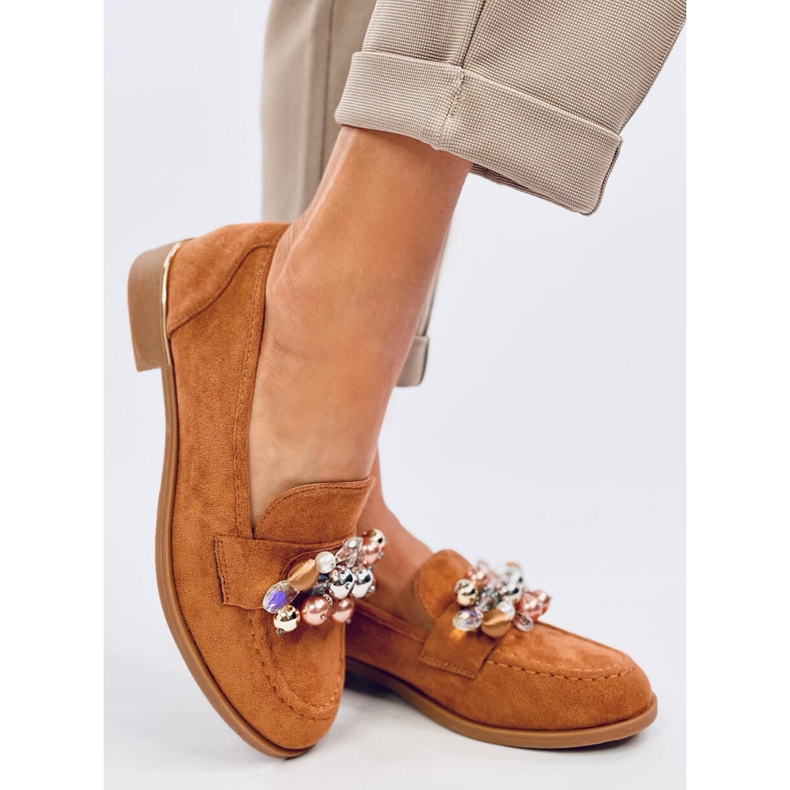 Mocassins Anselme Camel avec pierres brun 2