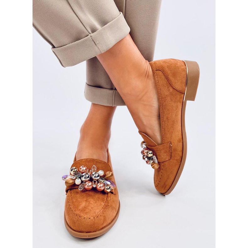 Mocassins Anselme Camel avec pierres brun 1