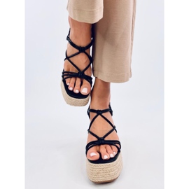 Pascai Sandales espadrilles compensées noires 1