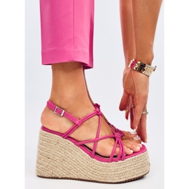 Pascai Sandales espadrilles compensées fuchsia rose 4